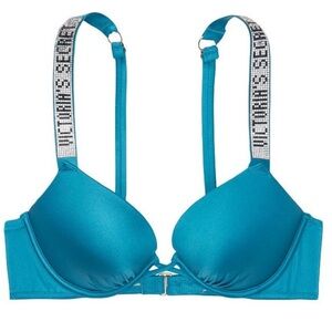 Victoria’s Secret Bombshell Blue Shine Strap Bikini Swim Top - Size 34B